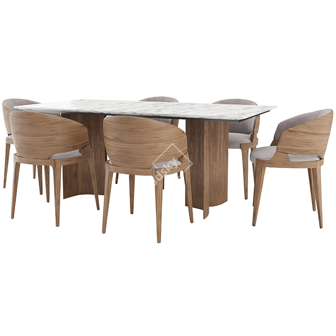 Elegant Velis Chair & Gulliwing Table 3D model image 2