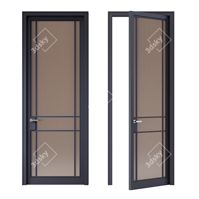 Modern MDF Door with Glass Panels 3D model image 1