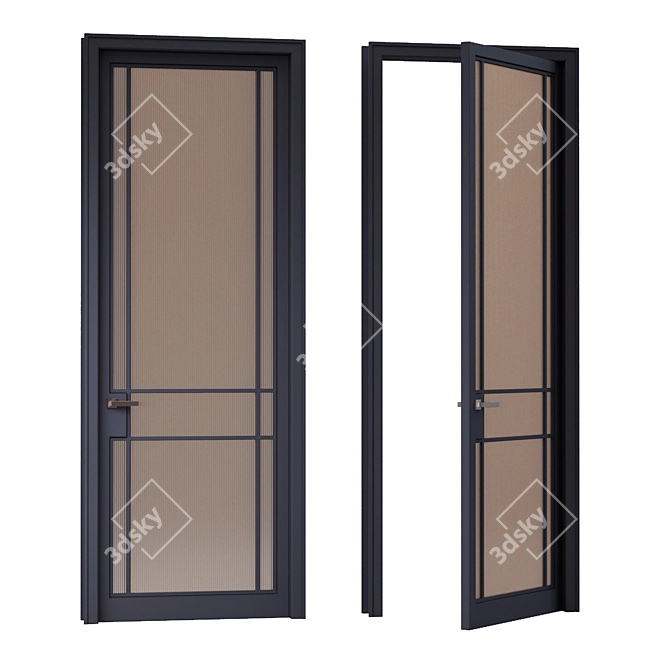 Modern MDF Door with Glass Panels 3D model image 2