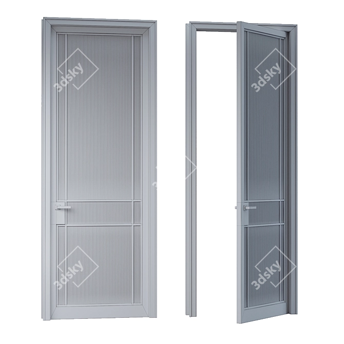 Modern MDF Door with Glass Panels 3D model image 3