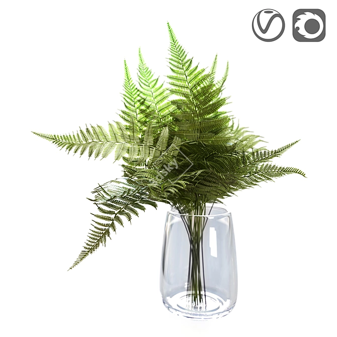 Autumn Fern Green Artificial Bouquet 3D model image 1