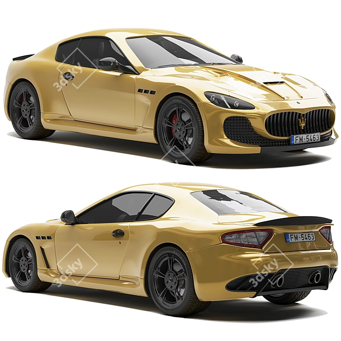 Luxury Gold Chrome Maserati Granturismo 3D model image 1
