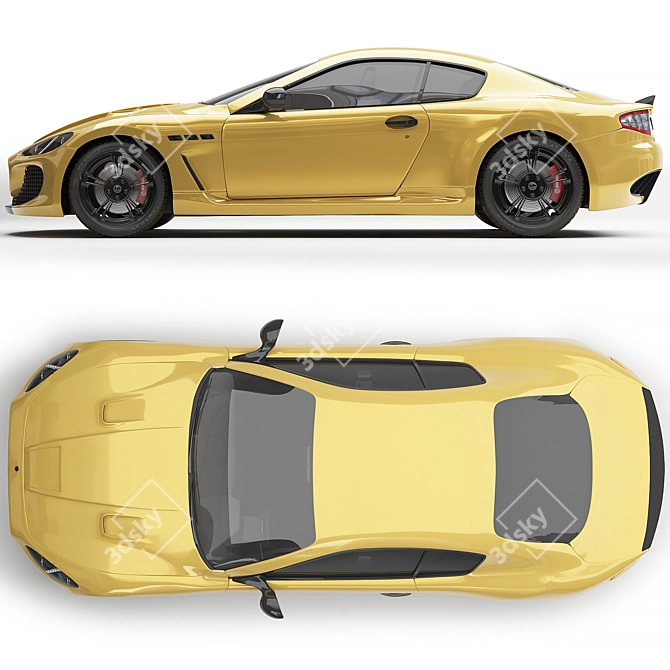 Luxury Gold Chrome Maserati Granturismo 3D model image 3