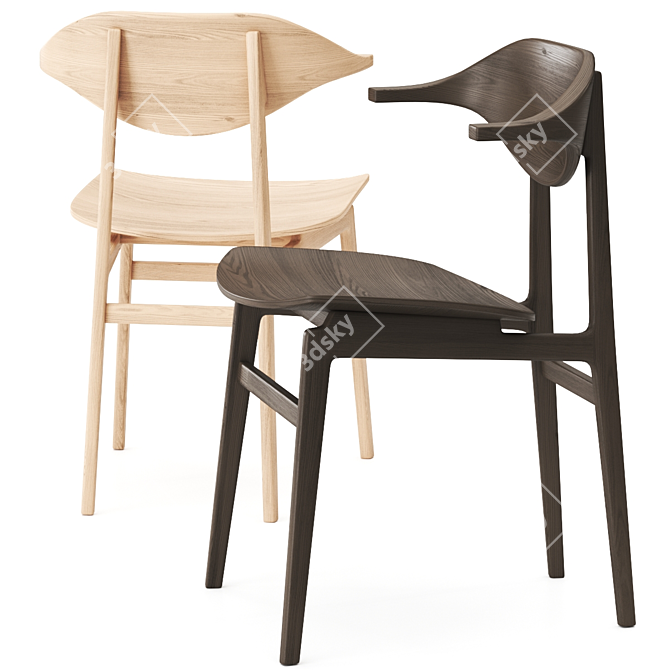Sleek Norr11 Wooden Chair 3D model image 1