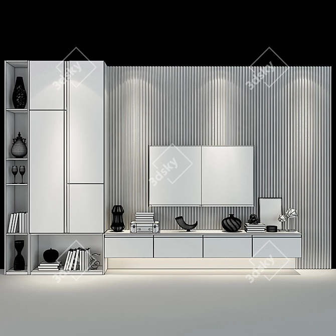 Sleek TV Wall Unit - 75 3D model image 2