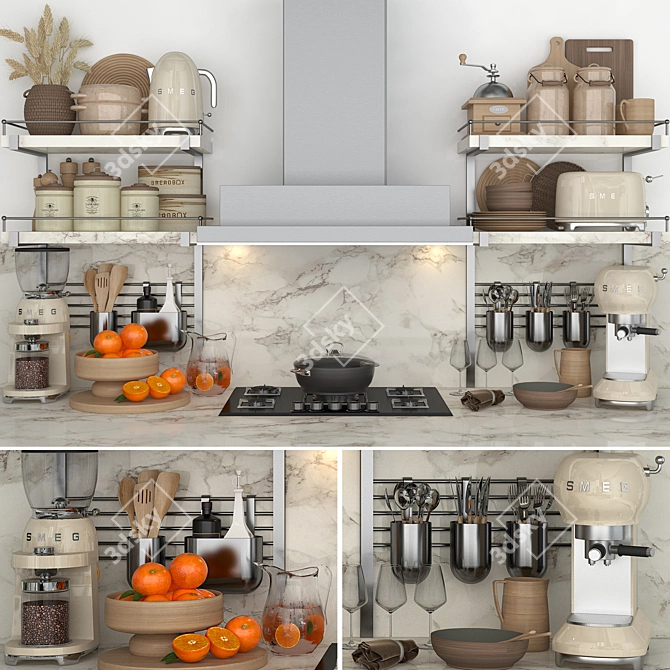 Versatile Kitchen Set: High-Quality, Compatible & Stylish 3D model image 1