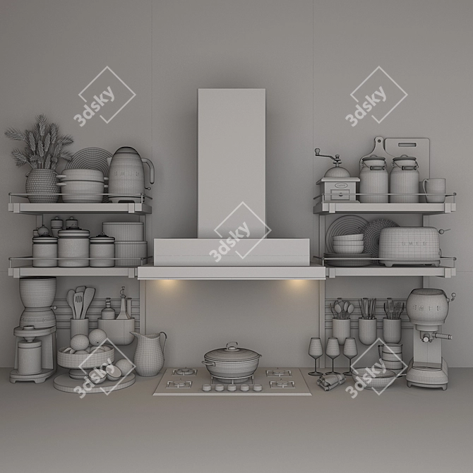 Versatile Kitchen Set: High-Quality, Compatible & Stylish 3D model image 5
