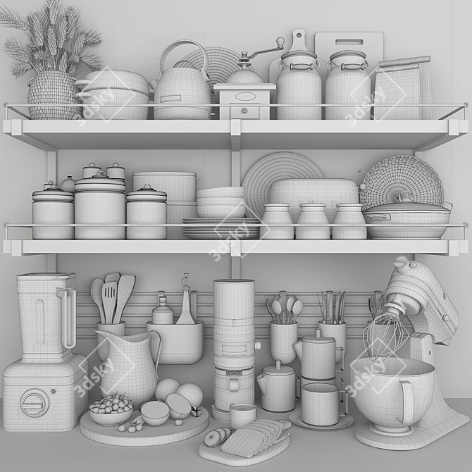 Versatile Kitchen Set: High-Quality, Compatible & Stylish 3D model image 14