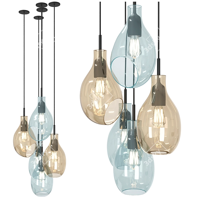 Nordic Glass Pendant Lights for Stylish Illumination 3D model image 1