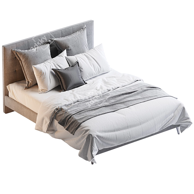 Aquilla Luxe Tufted Platform Bed 3D model image 5