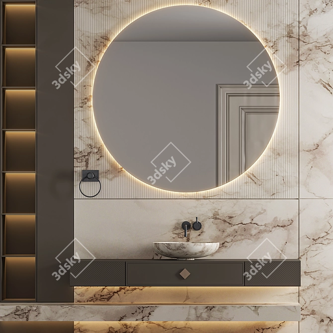 Modern Bathroom Furniture Set 3D model image 3