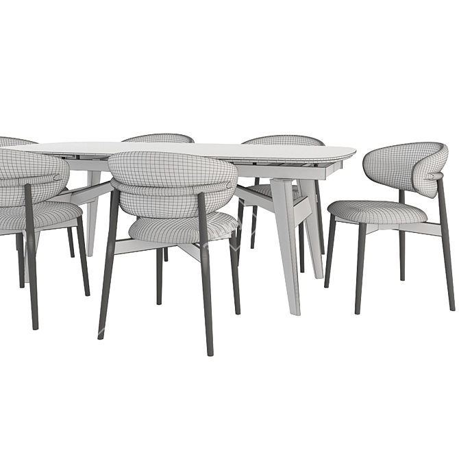 Stylish Oleandro Chair & Abrey Table 3D model image 2