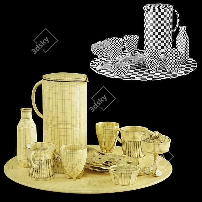 Ikea Tableware Set: Pitcher, Plates, Mug 3D model image 4