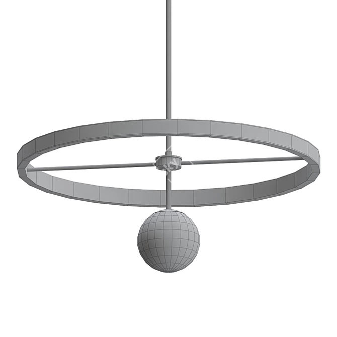 Elegant Pendant Ring Light 3D model image 2