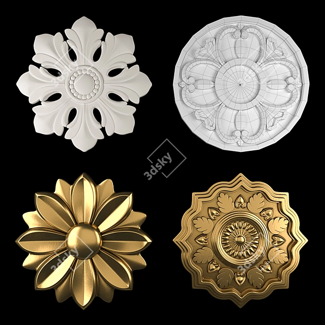 Elegant Rosettes for Versatile Decor 3D model image 1