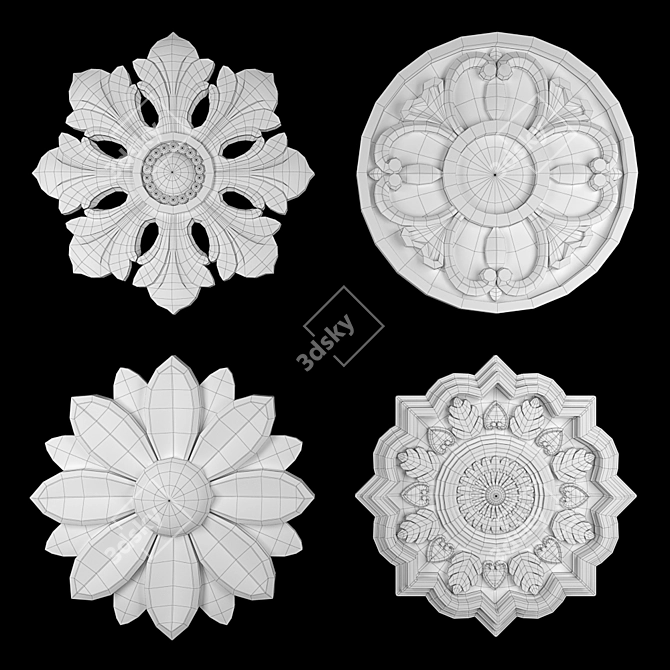 Elegant Rosettes for Versatile Decor 3D model image 4