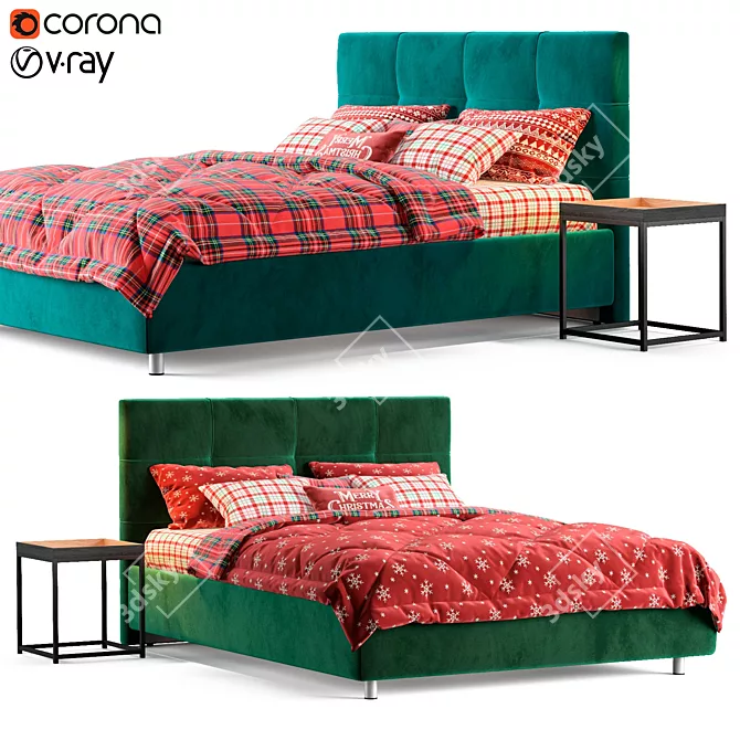 Christmas Vibes: Askona Elisa Bed Set 3D model image 1