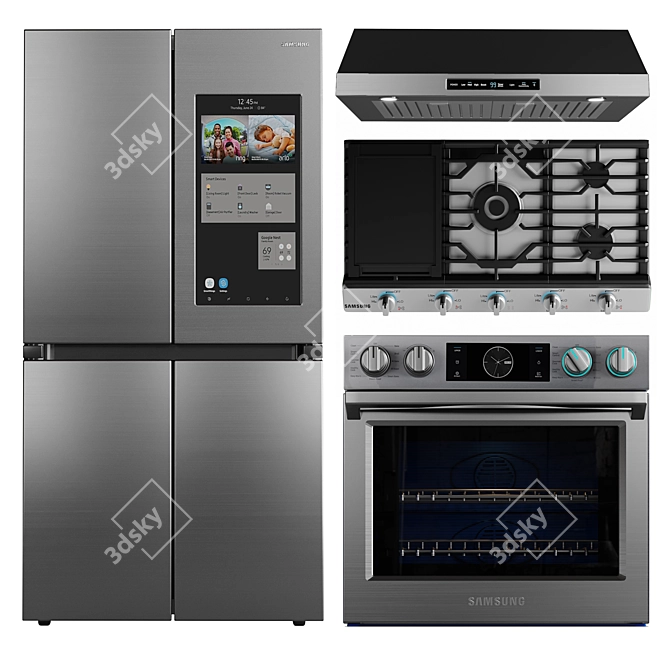 Samsung Appliance Bundle: Fridge, Oven, Gas Hob & Hood 3D model image 1