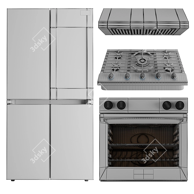 Samsung Appliance Bundle: Fridge, Oven, Gas Hob & Hood 3D model image 6