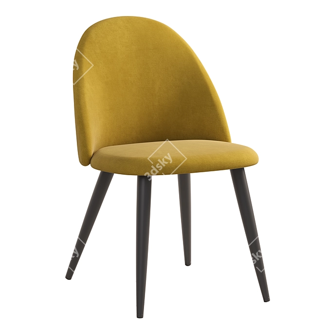 Elegant Mustard Velvet Chair 3D model image 1