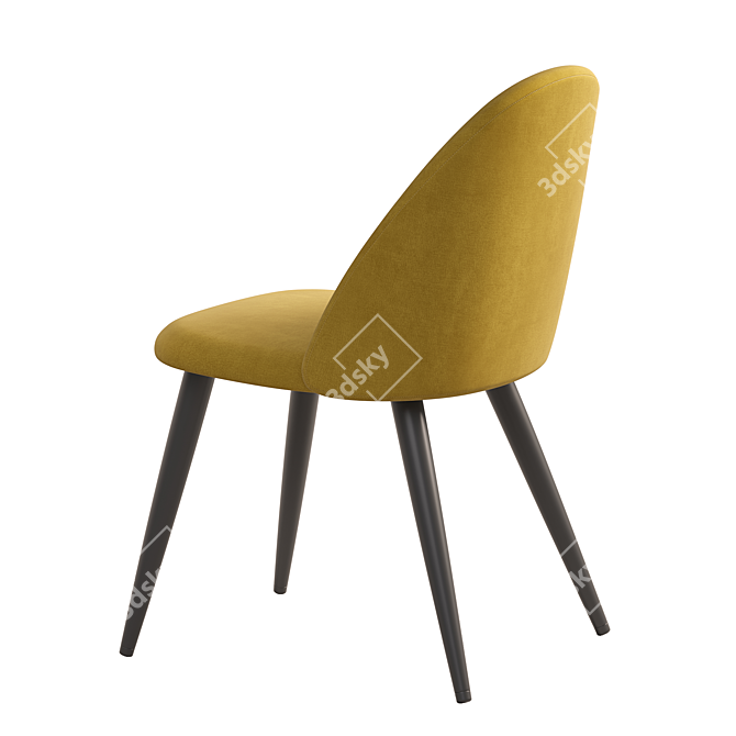 Elegant Mustard Velvet Chair 3D model image 2