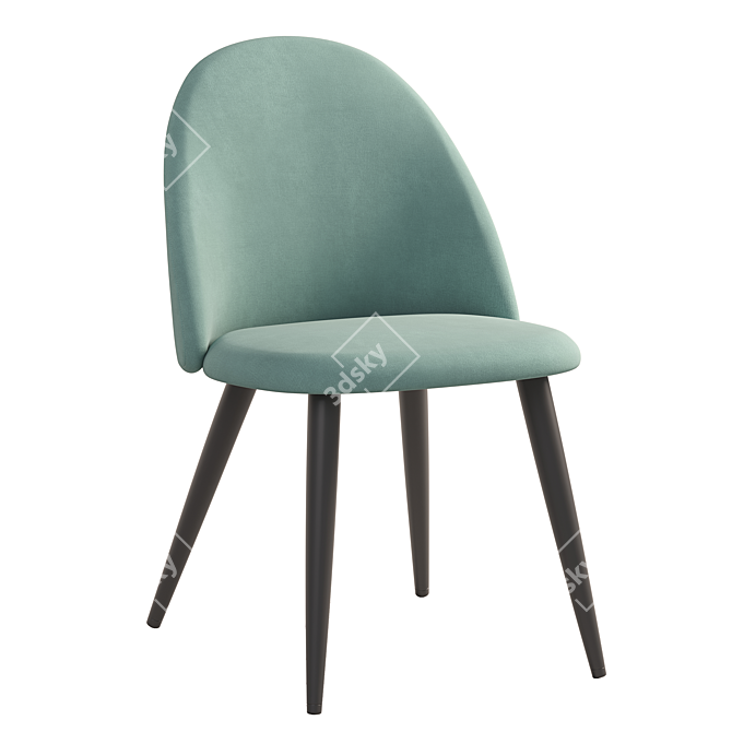 Elegant Mustard Velvet Chair 3D model image 4