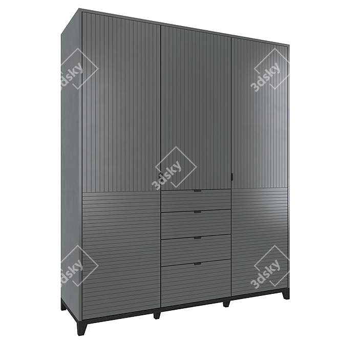 Modern Wardrobe CS226 - Stylish and Functional 3D model image 2