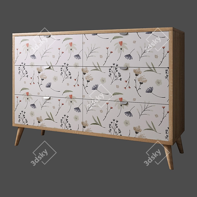 Modern Berber 6-Drawer Chest - Smart & Stylish 3D model image 2