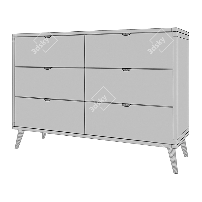 Modern Berber 6-Drawer Chest - Smart & Stylish 3D model image 3