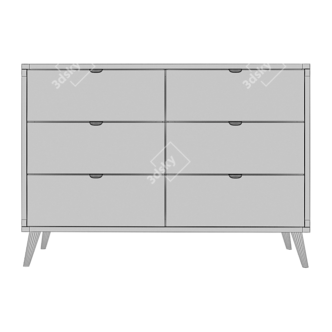 Modern Berber 6-Drawer Chest - Smart & Stylish 3D model image 4