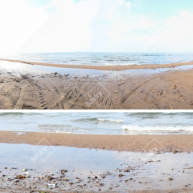 Coastal Vista: Captivating Beach Panorama 3D model image 1