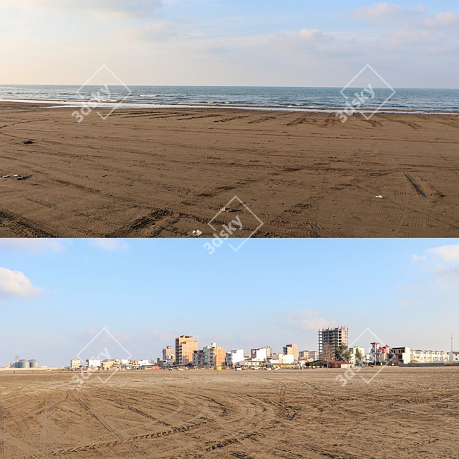 Coastal Vista: Captivating Beach Panorama 3D model image 2