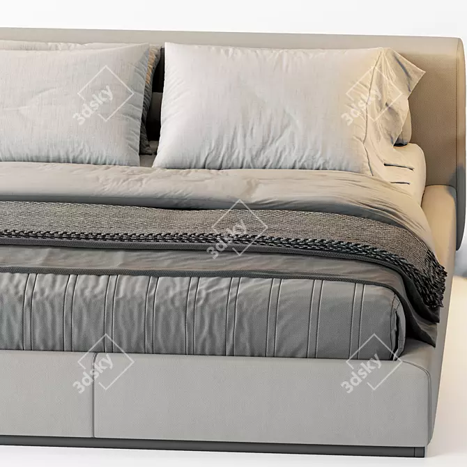 Modern and Versatile Flexform Groundpiece Bed - Elevate Your Bedroom Style 3D model image 3