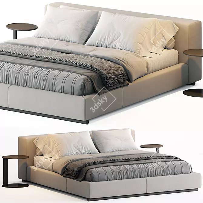 Modern and Versatile Flexform Groundpiece Bed - Elevate Your Bedroom Style 3D model image 6