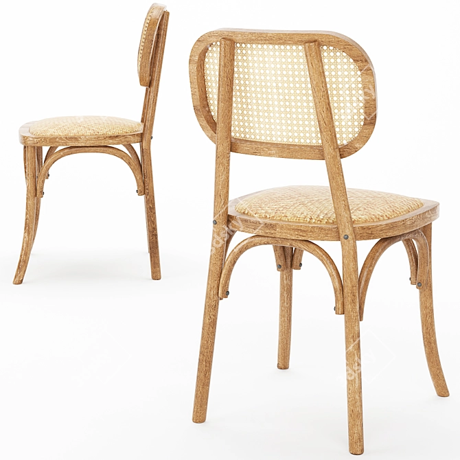 Elegant Sendai Wood Chair 3D model image 2