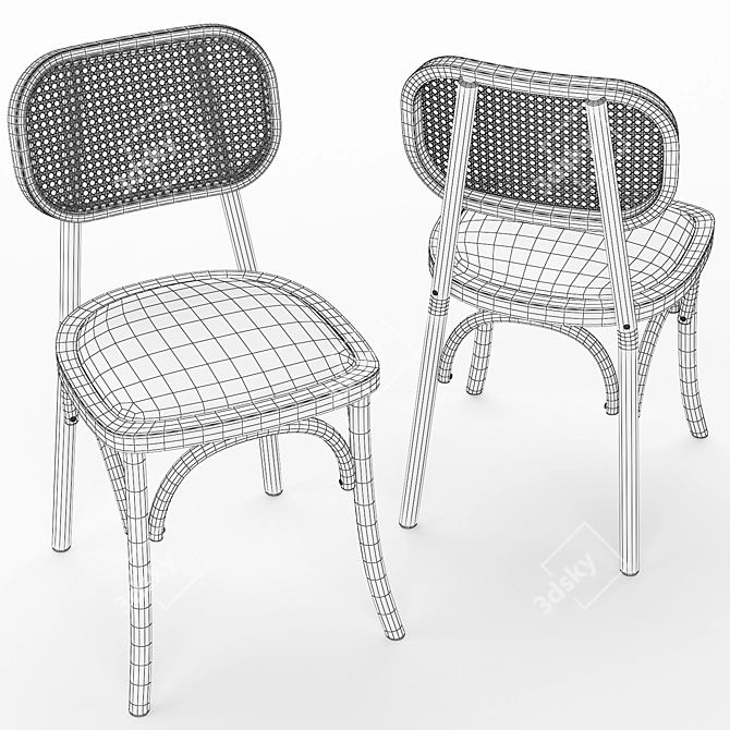 Elegant Sendai Wood Chair 3D model image 6