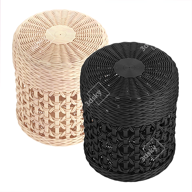  Rustic Woven Wicker Basket 3D model image 2