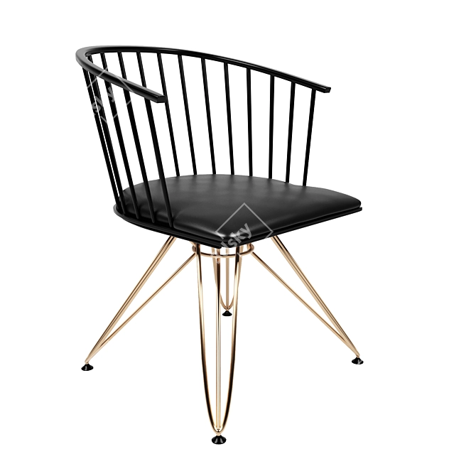 Modern Windsor Style Fibreglass Chair 3D model image 3