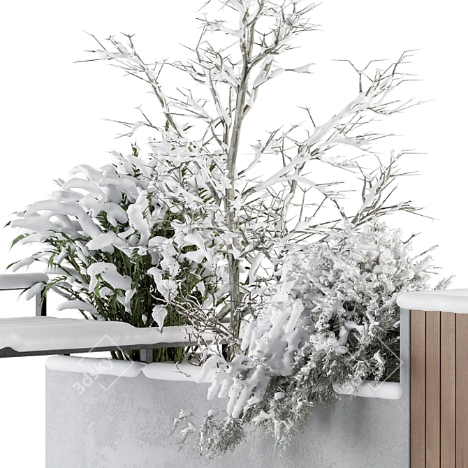 Snowy Bliss: Urban Bench Set 3D model image 2