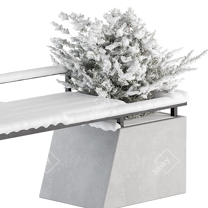 Snowy Bliss: Urban Bench Set 3D model image 3