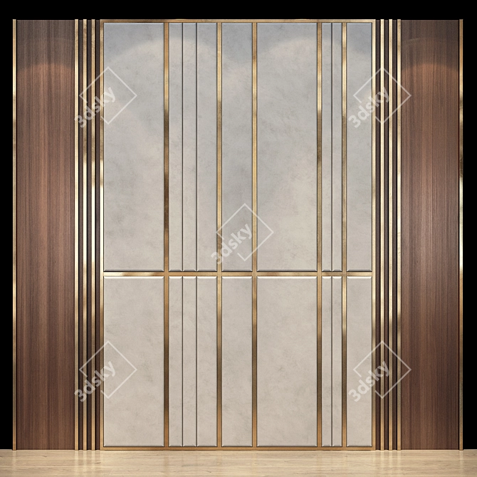 Natural Wood Wall Panel Set 3D model image 1