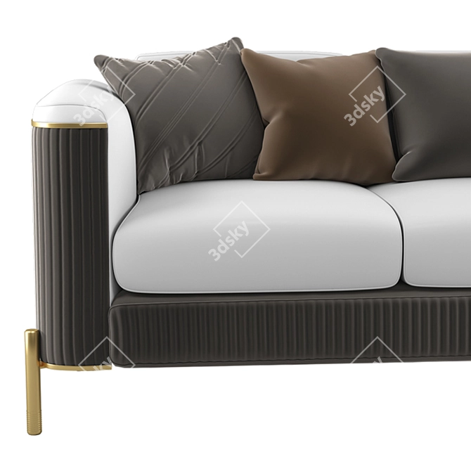 Sleek Nappa Leather Sofa - Modern Design 3D model image 3