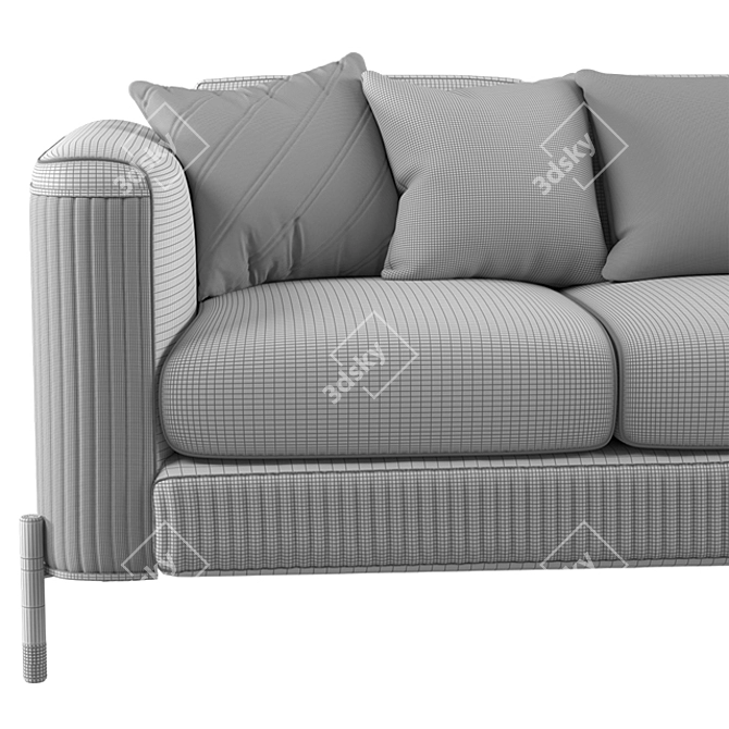 Sleek Nappa Leather Sofa - Modern Design 3D model image 5