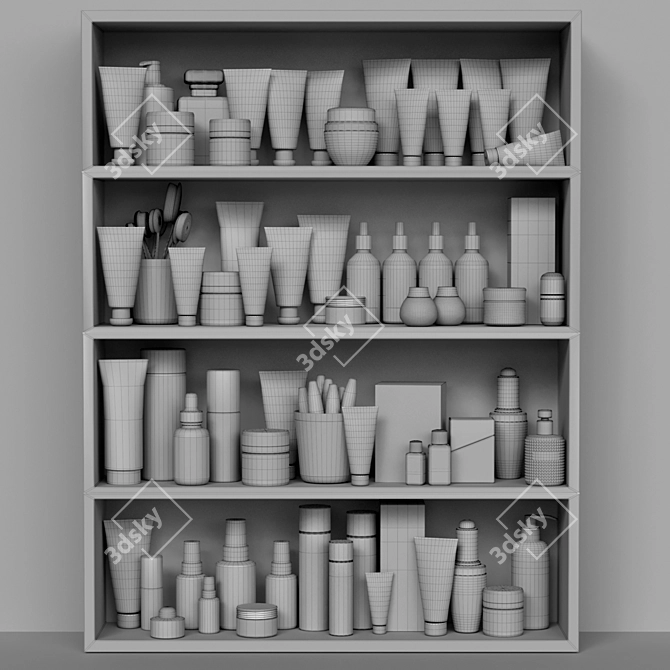 Cosmetic Collection Shelf: Cream, Makeup & More 3D model image 2