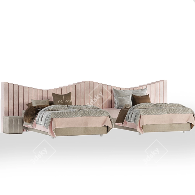 Modern Light Color Daybed Set 3D model image 5