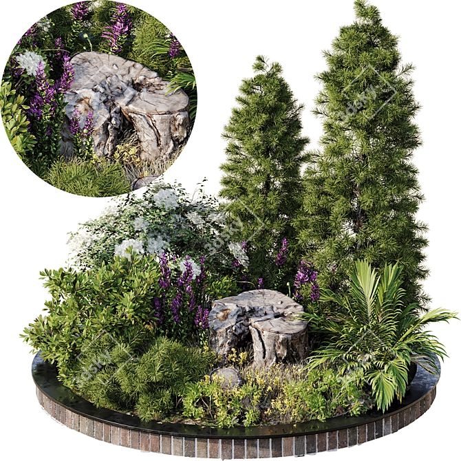 Lush Greens Garden Set 3D model image 1