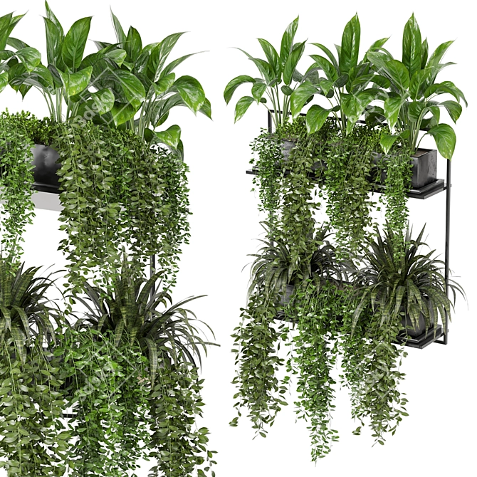 Metal Box Hanging Plants Set 3D model image 1