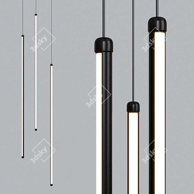 Black Stair Chandelier: Modern and Elegant 3D model image 1