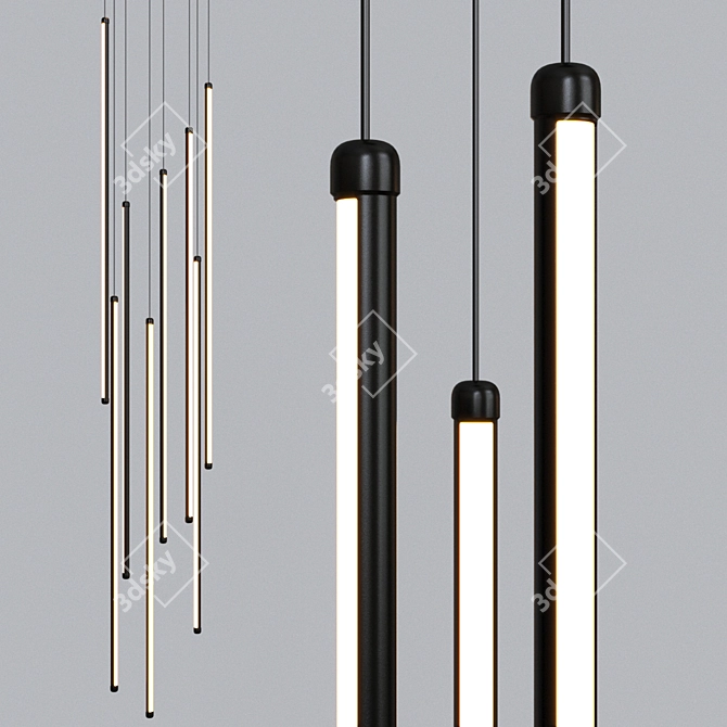 Modern Black Stair Chandelier | 8X Tubes 3D model image 1