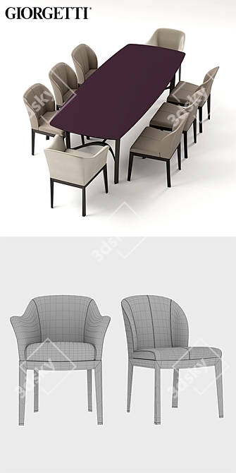 Giorgetti Normal Table Set 3D model image 4